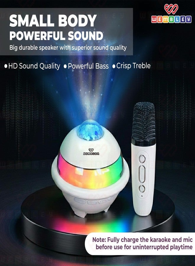 Wembley Karaoke Bluetooth Speaker | Bluetooth Speaker with 1 Mic and RGB Lights | Features Starry Space Projection | HD Sound with 5 Fun Audio Modes | Birthday Gift for Kids (Beige) - Image 5