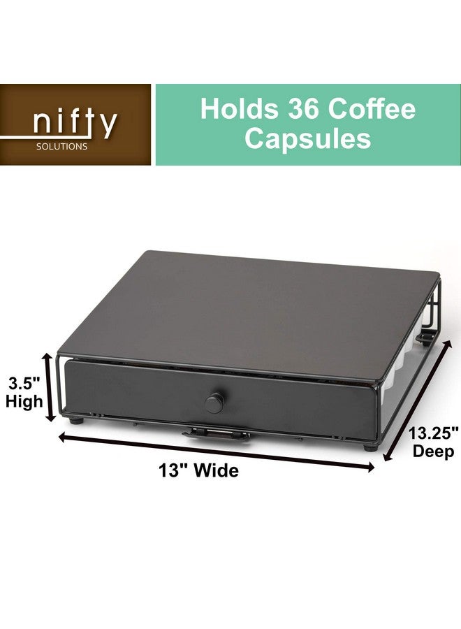 Nifty Solutions Nifty Rolling Coffee Pod Drawer - Black Finish, Compatible with K-Cups, 36 Pod Pack Holder, Compact Under Coffee Pot Storage Drawer, Slim Home Kitchen Counter Organizer - Image 3