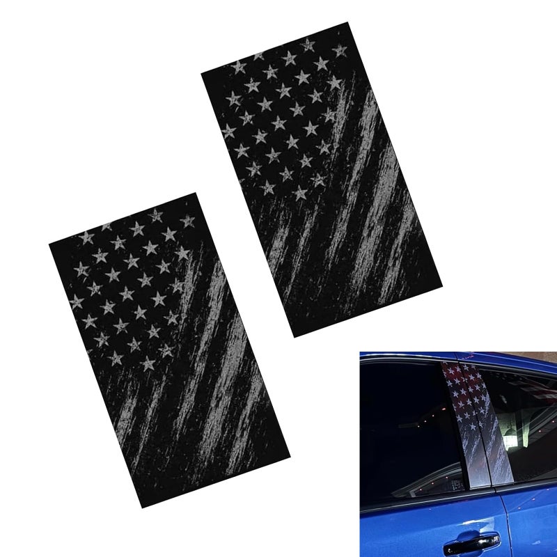 Lekiliky 2 PCS Car B Pillar Sticker Patriotic American Flag Vinyl Wrap Decal 1811 x 945 Waterproof Protective Film Decoration Universal for Most Car Door Center Pillars Black - Image 3
