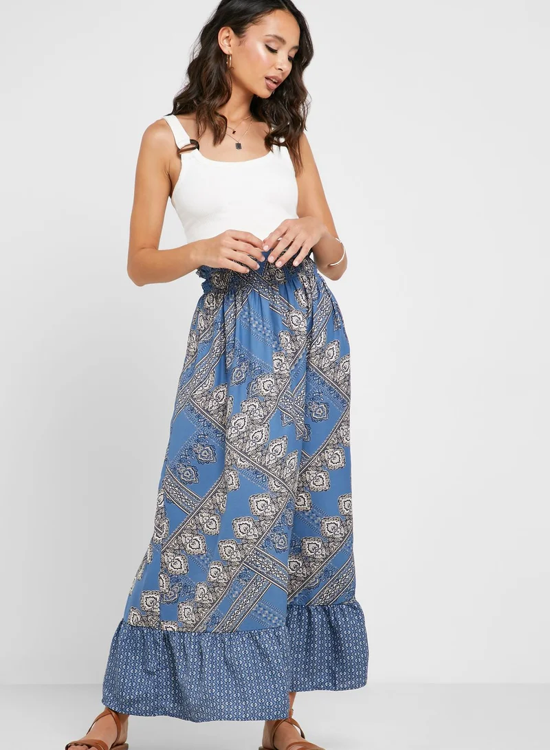 ONLY Ruffle Hem Printed Skirt