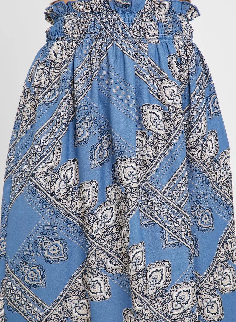 ONLY Ruffle Hem Printed Skirt