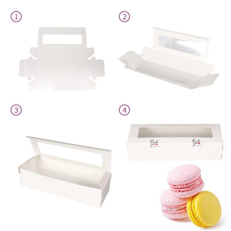 Garmeinea 30 Pack Macaron Boxes Packaging for 5 to 7 Macarons with 60 Pcs Stickers for Home DIY Baking Gift(White) - Image 3