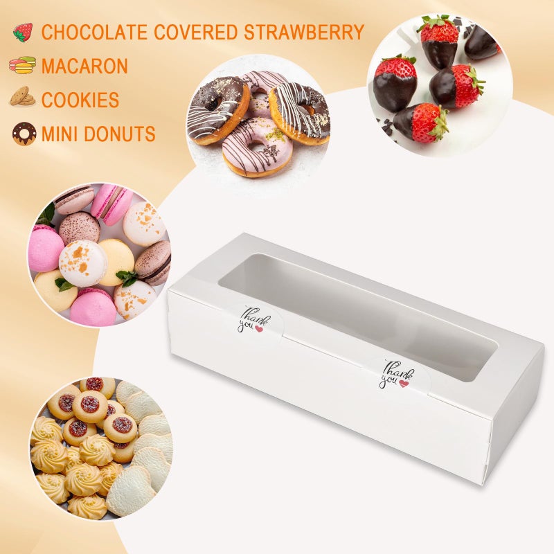 Garmeinea 30 Pack Macaron Boxes Packaging for 5 to 7 Macarons with 60 Pcs Stickers for Home DIY Baking Gift(White) - Image 4