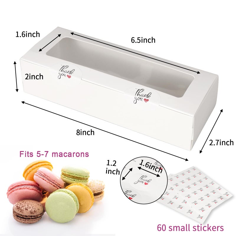 Garmeinea 30 Pack Macaron Boxes Packaging for 5 to 7 Macarons with 60 Pcs Stickers for Home DIY Baking Gift(White) - Image 2