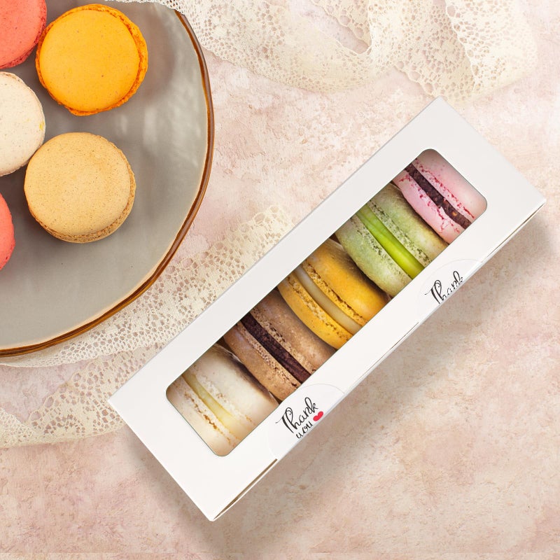 Garmeinea 30 Pack Macaron Boxes Packaging for 5 to 7 Macarons with 60 Pcs Stickers for Home DIY Baking Gift(White) - Image 5