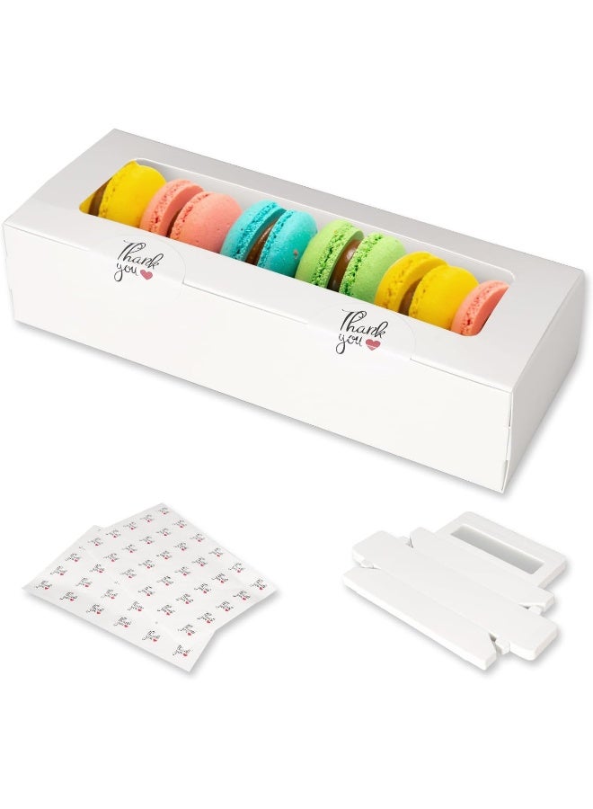 Garmeinea 30 Pack Macaron Boxes Packaging for 5 to 7 Macarons with 60 Pcs Stickers for Home DIY Baking Gift(White) - Image 1