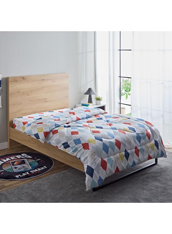 Home Box Nora Twin Plaid Microfibre Reversible Comforter - 160x220 cm  - Image 1