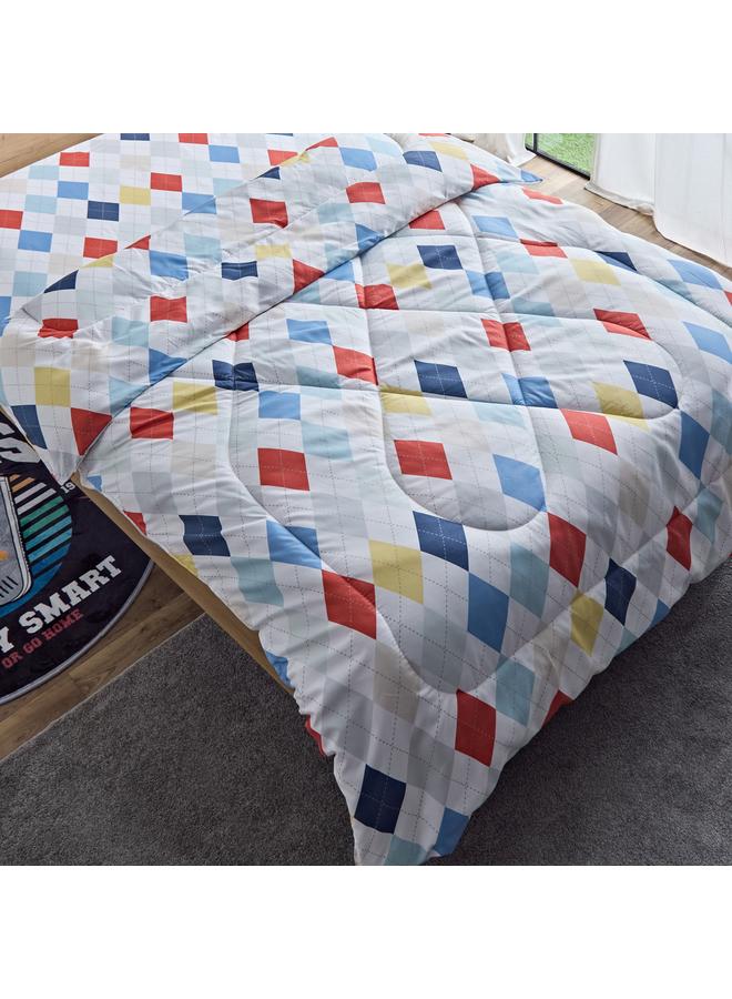 Home Box Nora Twin Plaid Microfibre Reversible Comforter - 160x220 cm  - Image 3