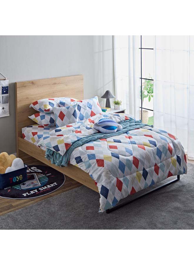Home Box Nora Twin Plaid Microfibre Reversible Comforter - 160x220 cm  - Image 5