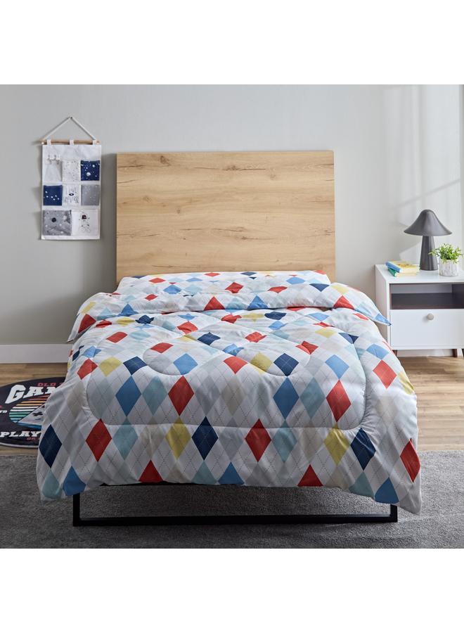 Home Box Nora Twin Plaid Microfibre Reversible Comforter - 160x220 cm  - Image 2