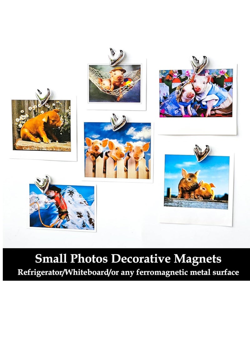 12PCS Refrigerator Magnets Silver for Fridge 0.79in Small Love Heart Cute Chrome Decorative Magnet Set Home Kitchen Office Whiteboard Decor - Image 5