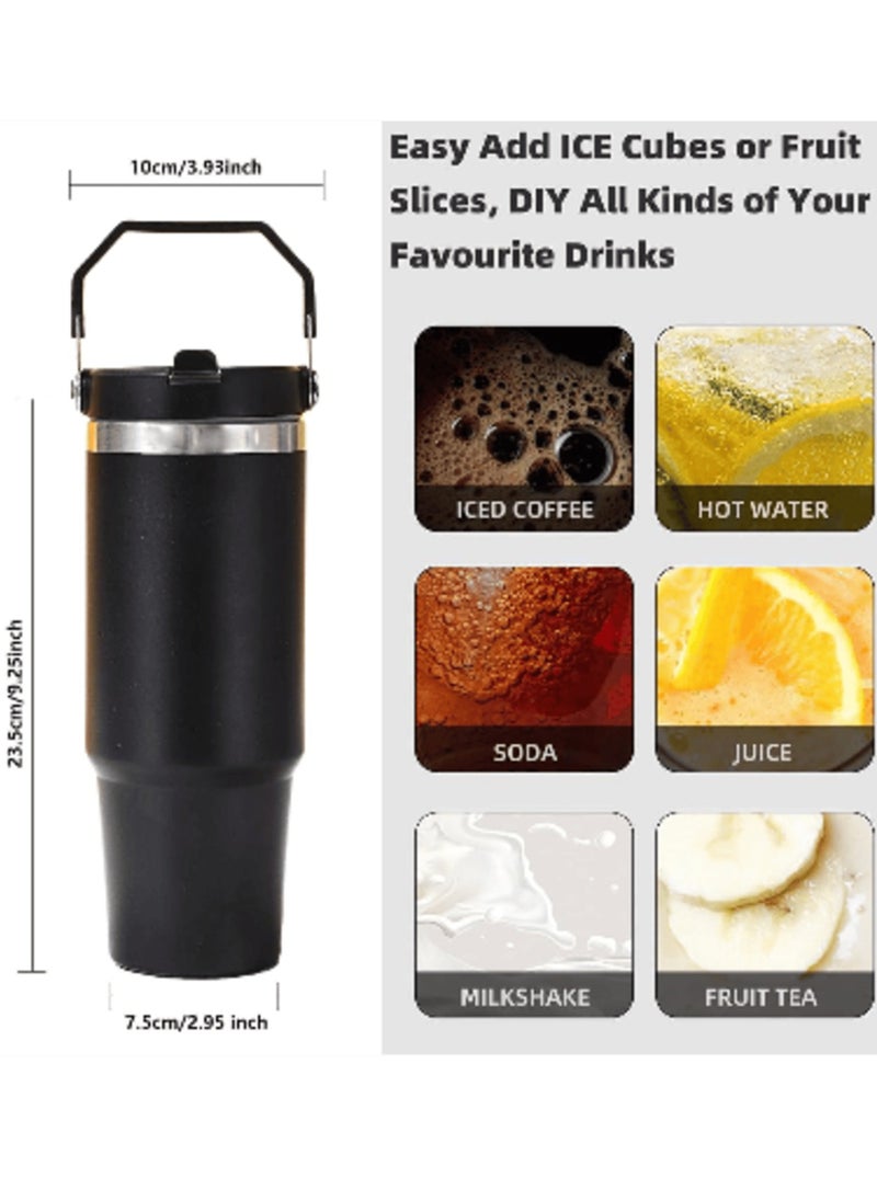 TIGER 900ml Stainless Steel Leak-Proof Travel Tumbler Mug – Double Wall Vacuum Insulated Sipper Bottle with Straw & Lid, Perfect for Car, Office, Travel & Gym (Black) - Image 2