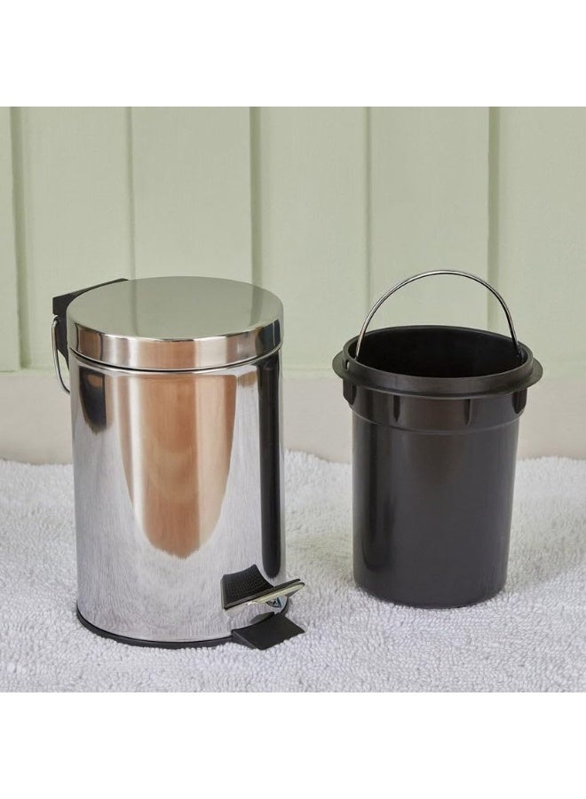 Raxoom 8L Stainless Steel Pedal Trash Bin with Removable Inner Bucket – Compact, Hygienic, Fingerprint-Resistant Waste Bin Ideal for Bathroom, Kitchen, Office or Small Spaces. - Image 2