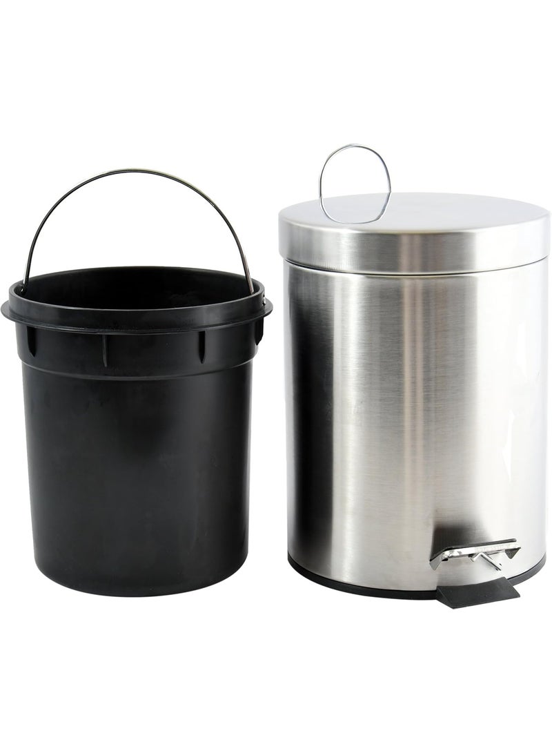 Raxoom 8L Stainless Steel Pedal Trash Bin with Removable Inner Bucket – Compact, Hygienic, Fingerprint-Resistant Waste Bin Ideal for Bathroom, Kitchen, Office or Small Spaces. - Image 4