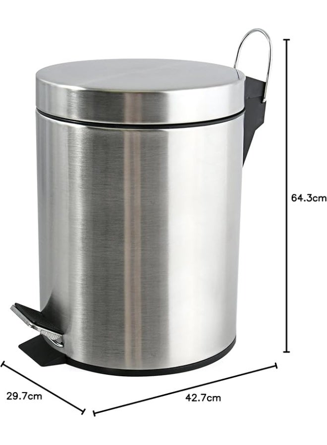 Raxoom 8L Stainless Steel Pedal Trash Bin with Removable Inner Bucket – Compact, Hygienic, Fingerprint-Resistant Waste Bin Ideal for Bathroom, Kitchen, Office or Small Spaces. - Image 5