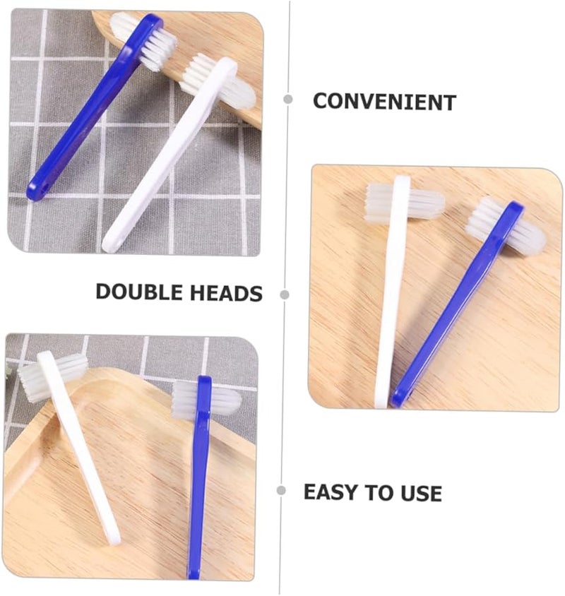 4Pcs Denture Toothbrush Set Double Head Portable Cleaning Brush for Dentures - Image 4