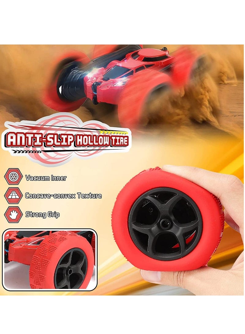 Remote Control Cars,Stunt Cars Wheel Lights Rc Car,Christmas Birthday Gift Boy Girls Age 6+ Years (Red) - Image 2