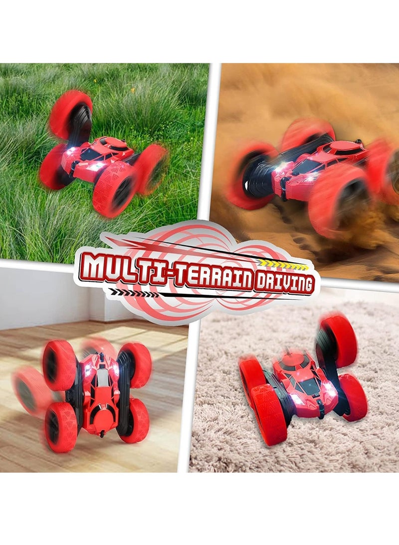 Remote Control Cars,Stunt Cars Wheel Lights Rc Car,Christmas Birthday Gift Boy Girls Age 6+ Years (Red) - Image 3
