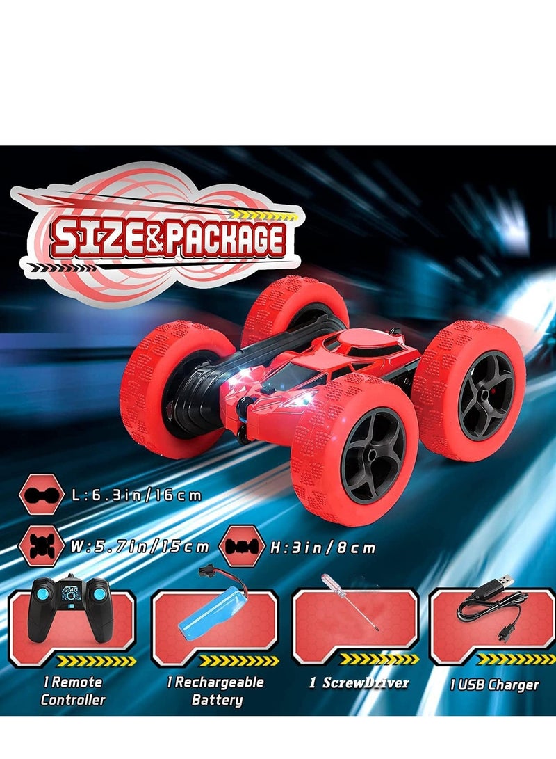 Remote Control Cars,Stunt Cars Wheel Lights Rc Car,Christmas Birthday Gift Boy Girls Age 6+ Years (Red) - Image 4