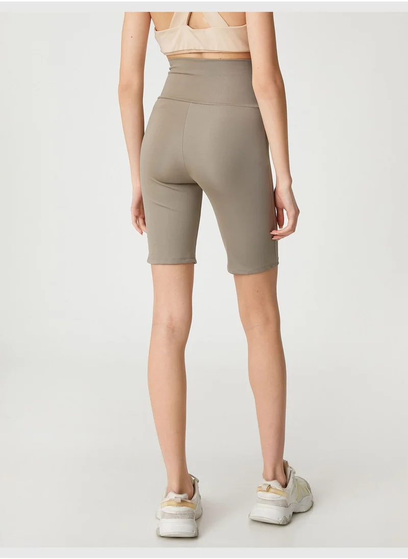 كوتون Crossover Waist Biker Leggings