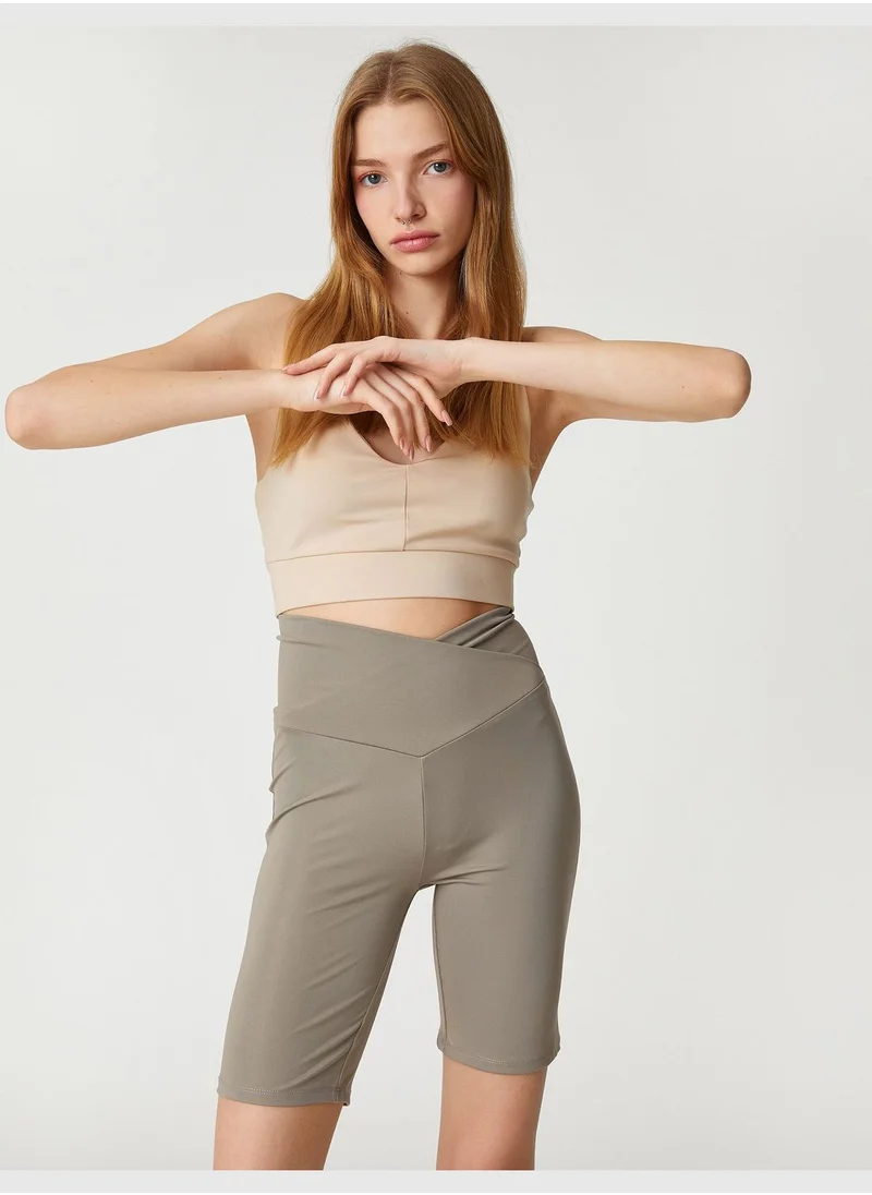 كوتون Crossover Waist Biker Leggings