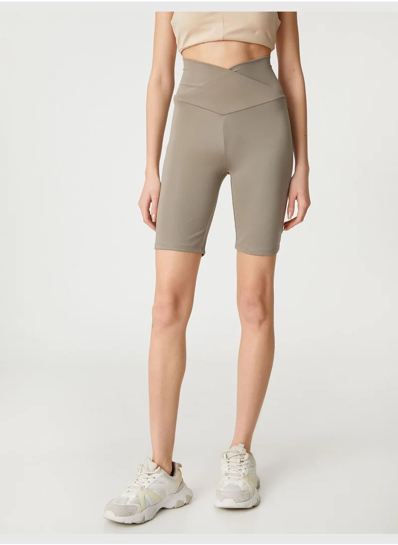 كوتون Crossover Waist Biker Leggings