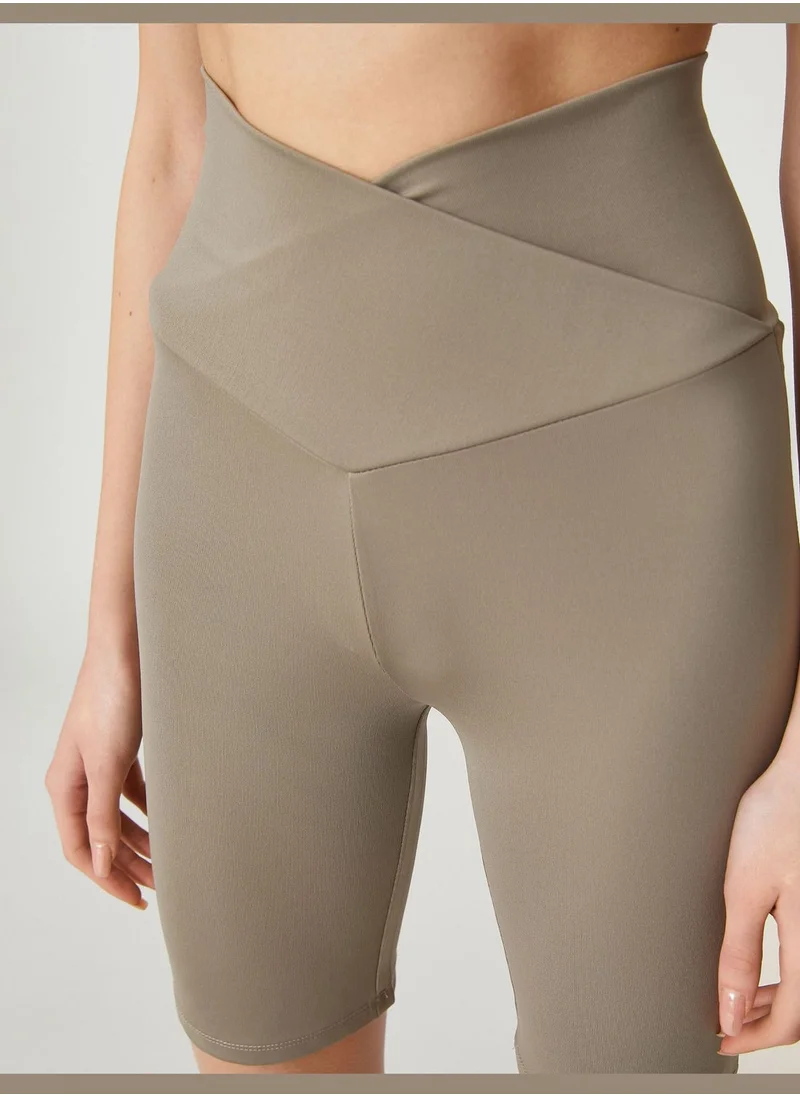 كوتون Crossover Waist Biker Leggings