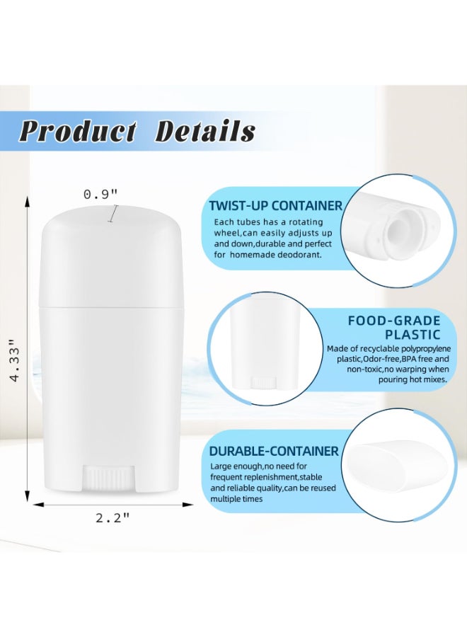 DMuuuDM 15 Pack 17 oz50ml Plastic Deodorant ContainersEmpty Round TwistUp Solid Stick Tube Applicators Container for DeodorantShaving Soap StickHeel Lip BalmSolid Lotion BarsTop FillingWhite - Image 4