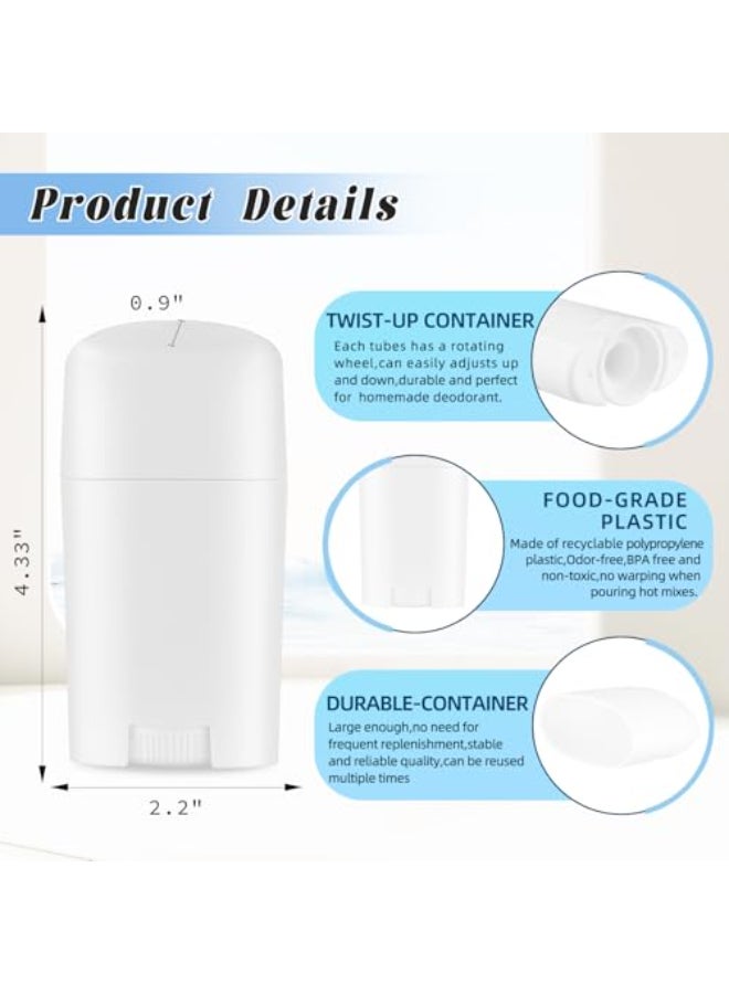 DMuuuDM 15 Pack 17 oz50ml Plastic Deodorant ContainersEmpty Round TwistUp Solid Stick Tube Applicators Container for DeodorantShaving Soap StickHeel Lip BalmSolid Lotion BarsTop FillingWhite - Image 3