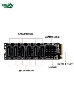 BURAQ M2 M-EKY PCIE3.0 To SATA6G Transfer Expansion Card 6 Port Hard Disk Expansion Adapter Card(PH516)  - Image 3