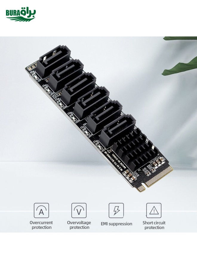 BURAQ M2 M-EKY PCIE3.0 To SATA6G Transfer Expansion Card 6 Port Hard Disk Expansion Adapter Card(PH516)  - Image 2