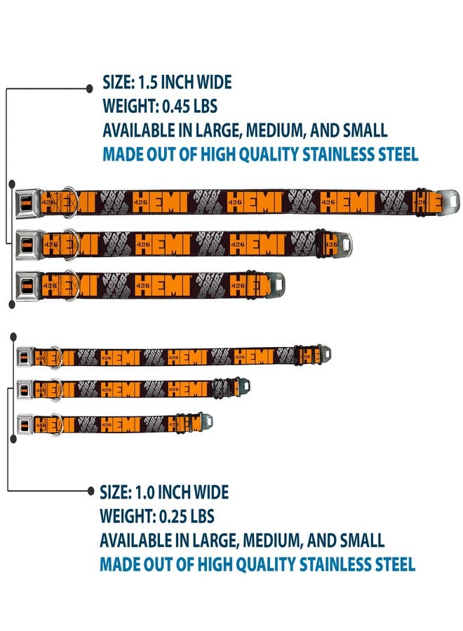 Buckle Down Buckle-Down Seatbelt Buckle Dog Collar - HEMI 426 Logo 392/426 Black/Orange/Silver-Fade - 1" Wide - Fits 15-26" Neck - Large - Image 3