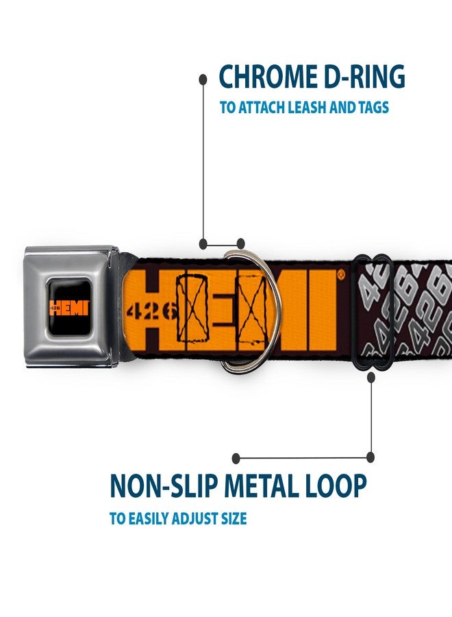 Buckle Down Buckle-Down Seatbelt Buckle Dog Collar - HEMI 426 Logo 392/426 Black/Orange/Silver-Fade - 1" Wide - Fits 15-26" Neck - Large - Image 5
