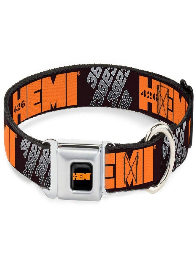 Buckle Down Buckle-Down Seatbelt Buckle Dog Collar - HEMI 426 Logo 392/426 Black/Orange/Silver-Fade - 1" Wide - Fits 15-26" Neck - Large - Image 1