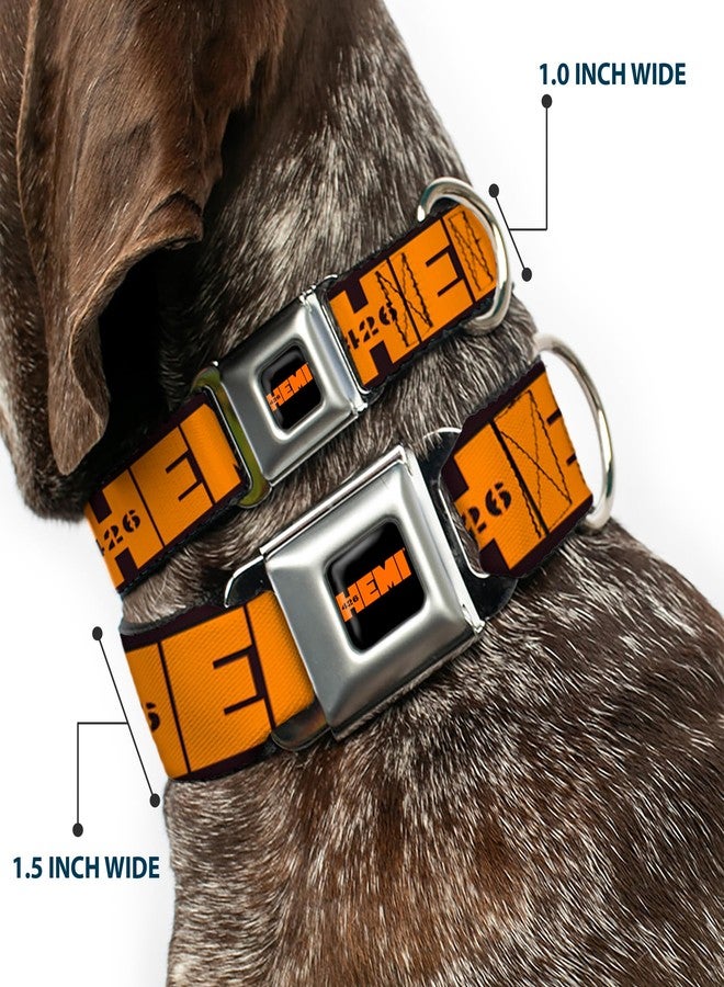 Buckle Down Buckle-Down Seatbelt Buckle Dog Collar - HEMI 426 Logo 392/426 Black/Orange/Silver-Fade - 1" Wide - Fits 15-26" Neck - Large - Image 2