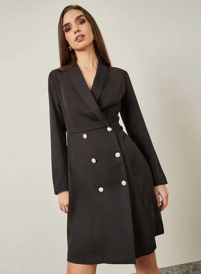 ستايلي Notch Lapel Buttoned Blazer Mini Dress