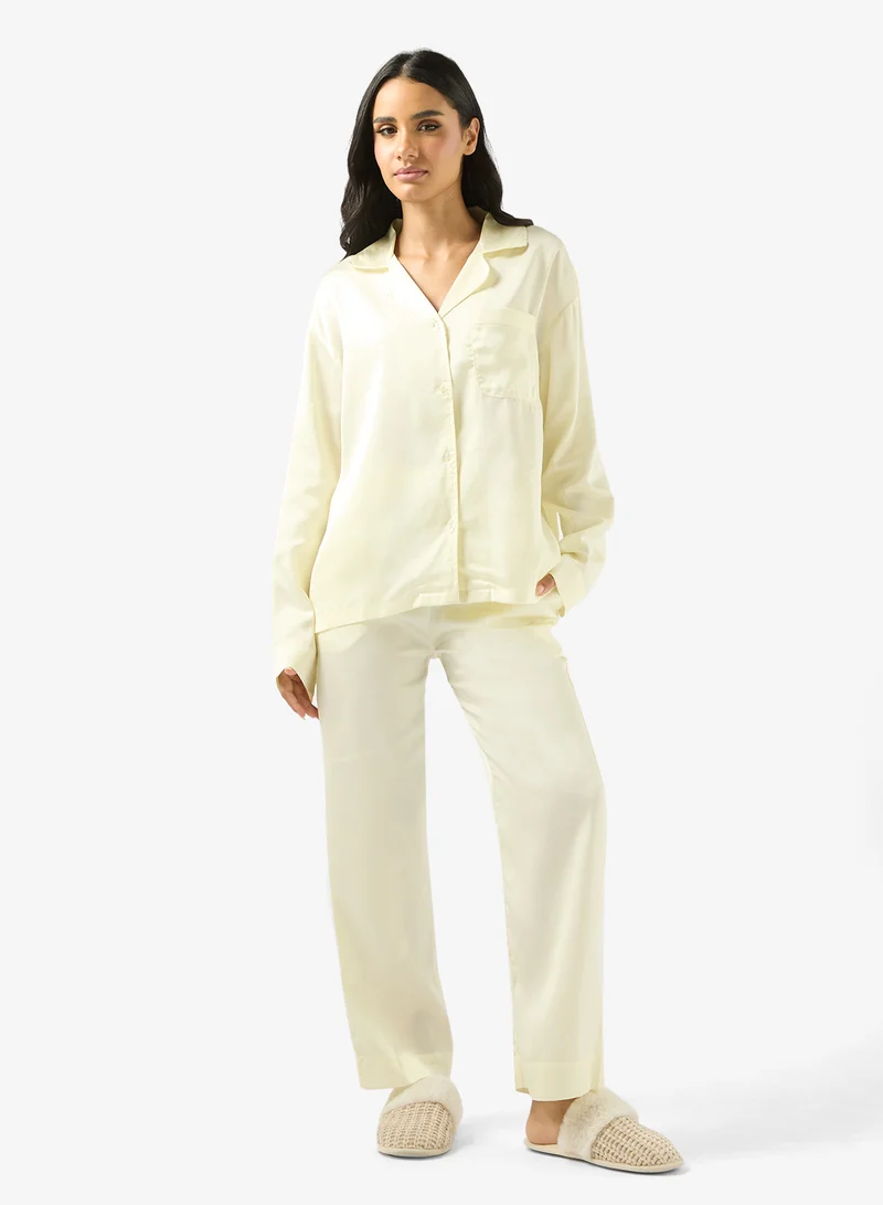 Ginger Satin Relaxed Fit Shirt & Pyjama Set