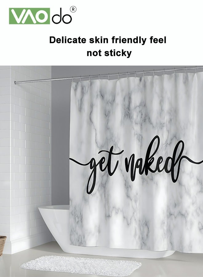 VAOdo 4PCS Printed Shower Curtain Set Polyester Material Marble Pattern Thickened Shower Curtain Set Includes Floor Mat Toilet Seat Cover Anti-skid Pad and Shower Curtain at The Bottom of Toilet RingHigh-de - Image 4