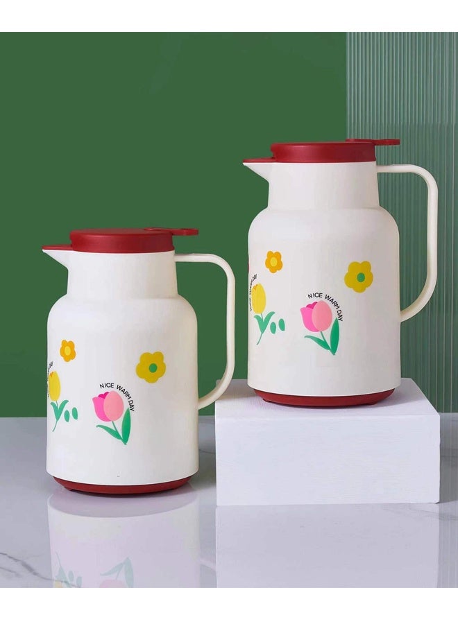 هومستر الحرارة المنزلية وعاء القهوة الحرارية كارافة، الفراغ معزول الزجاج مغطاة القهوة الحرارة، 1 لتر وعاء الشاي مع الغطاء، الاحتفاظ بالحرارة للقهوة والشاي - Image 5