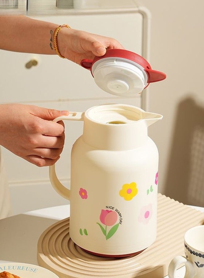 هومستر الحرارة المنزلية وعاء القهوة الحرارية كارافة، الفراغ معزول الزجاج مغطاة القهوة الحرارة، 1 لتر وعاء الشاي مع الغطاء، الاحتفاظ بالحرارة للقهوة والشاي - Image 3