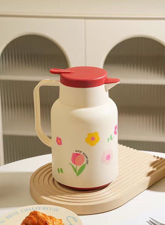 هومستر الحرارة المنزلية وعاء القهوة الحرارية كارافة، الفراغ معزول الزجاج مغطاة القهوة الحرارة، 1 لتر وعاء الشاي مع الغطاء، الاحتفاظ بالحرارة للقهوة والشاي - Image 2