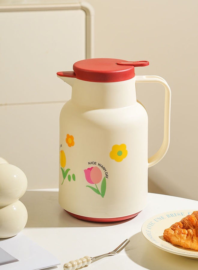 هومستر الحرارة المنزلية وعاء القهوة الحرارية كارافة، الفراغ معزول الزجاج مغطاة القهوة الحرارة، 1 لتر وعاء الشاي مع الغطاء، الاحتفاظ بالحرارة للقهوة والشاي - Image 4