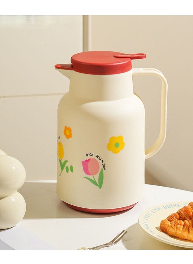 هومستر الحرارة المنزلية وعاء القهوة الحرارية كارافة، الفراغ معزول الزجاج مغطاة القهوة الحرارة، 1 لتر وعاء الشاي مع الغطاء، الاحتفاظ بالحرارة للقهوة والشاي - Image 1