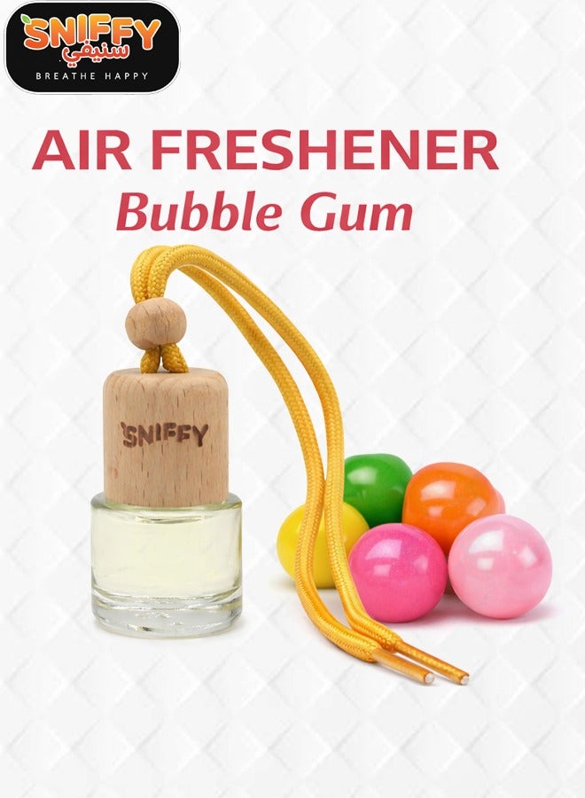 Sniffy Bubble Gum Car Hanging Air Freshener Bottle Diffuser with Wooden Cap, Long Lasting Car Perfume, Hanging Car Fragrance Oil, Auto Interior Odor Eliminator, Spill Proof Aromatherapy Freshener for Car Home Office Bathroom Closet Room Air Care Uses - Image 1