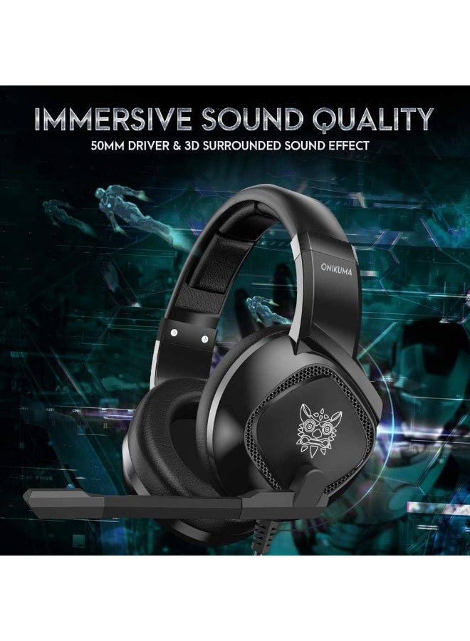 ONIKUMA GAMING ONIKUMA K19 3.5mm Wired Gaming Headset Over-Ear Headphones with Noise Canceling Mic and RGB LED Lights - Image 5