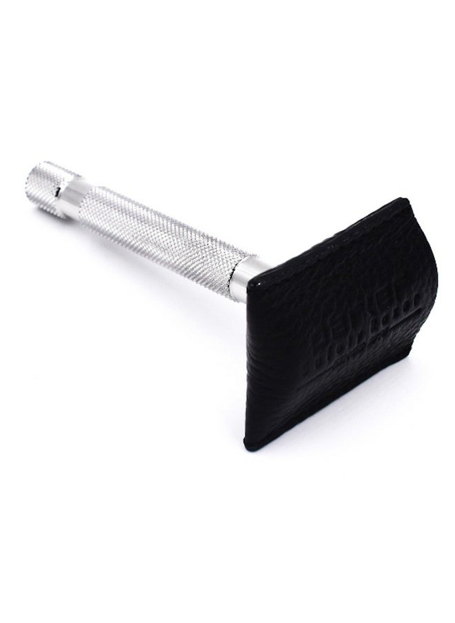 باركر سيفتي رازور - غطاء حماية/غطاء سفر لشفرة الحلاقة ذات الحافة المزدوجة من الجلد الطبيعي من Parker'S - يناسب جميع ماكينات الحلاقة الآمنة القياسية - اللون: أسود - Image 1
