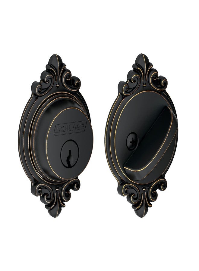 Schlage B60 N BRK 716 Deadbolt with Brookshire Trim, Keyed 1 Side, Highest Residential Security, Aged Bronze - Image 1