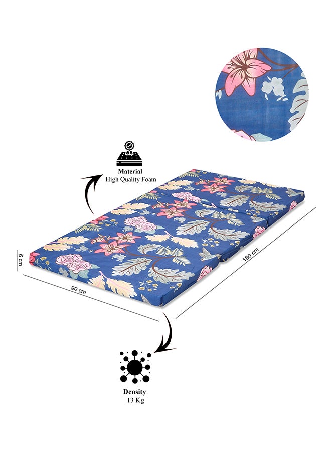 Tri-Fold Mattress - Folding Foam Mattress Printed - Polythene Foam, 90 x 180 x 6 cm, Density 13kg (180L x 90W x 6H cm)