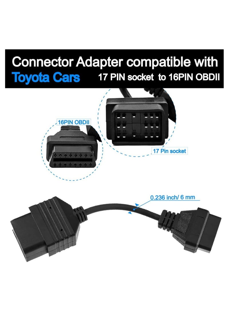 17 Pin to 16 Pin Obd ObdII Adapter Cable Compatible for Toyota Camry Corolla Highlander Prius Diagnostic Adapter Cable - Image 2