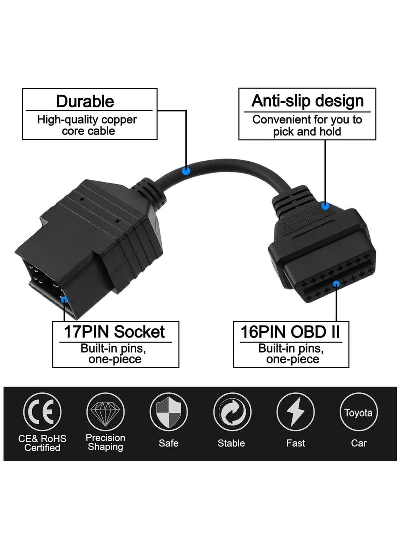 17 Pin to 16 Pin Obd ObdII Adapter Cable Compatible for Toyota Camry Corolla Highlander Prius Diagnostic Adapter Cable - Image 3